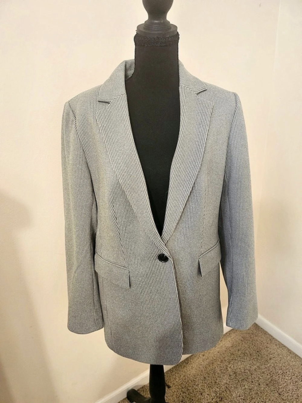 LOFT Houndstooth Oversized Blazer Houndstooth Blazer in Gray & White Size 6 Like